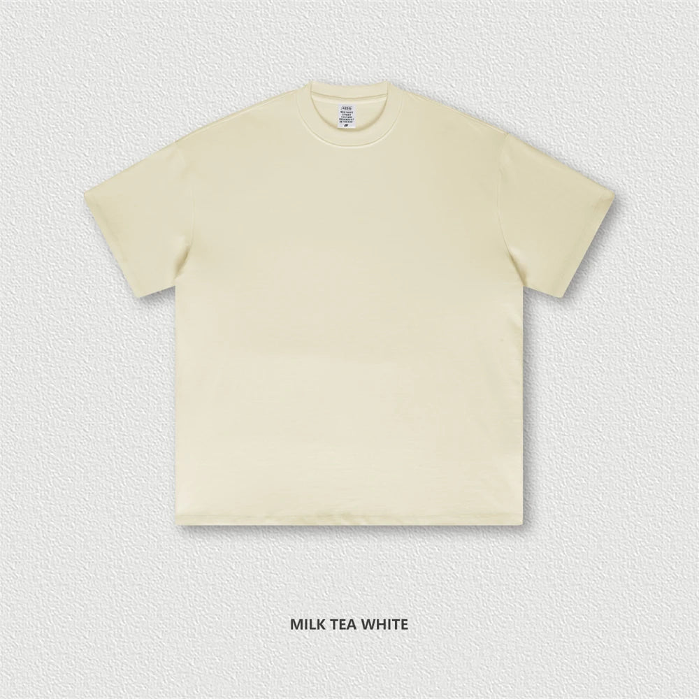 ZODF 2025 Heavy-Weight 425gsm 100% Cotton T-Shirts For Men Unisex Summer Oversized O-Neck Basic Solid T Shirt Brand Tees HY0485