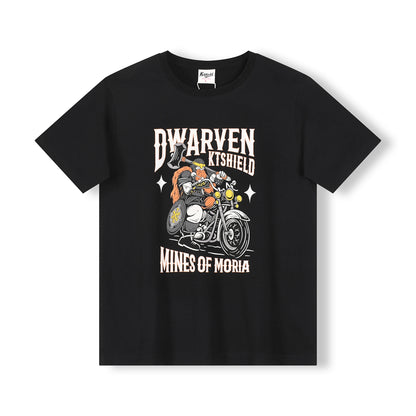 Summer New American Retro Short-sleeved O-neck Motorcycle Printed T-shirt Men's Fashion 100% Cotton Washed Casual Sport Tops