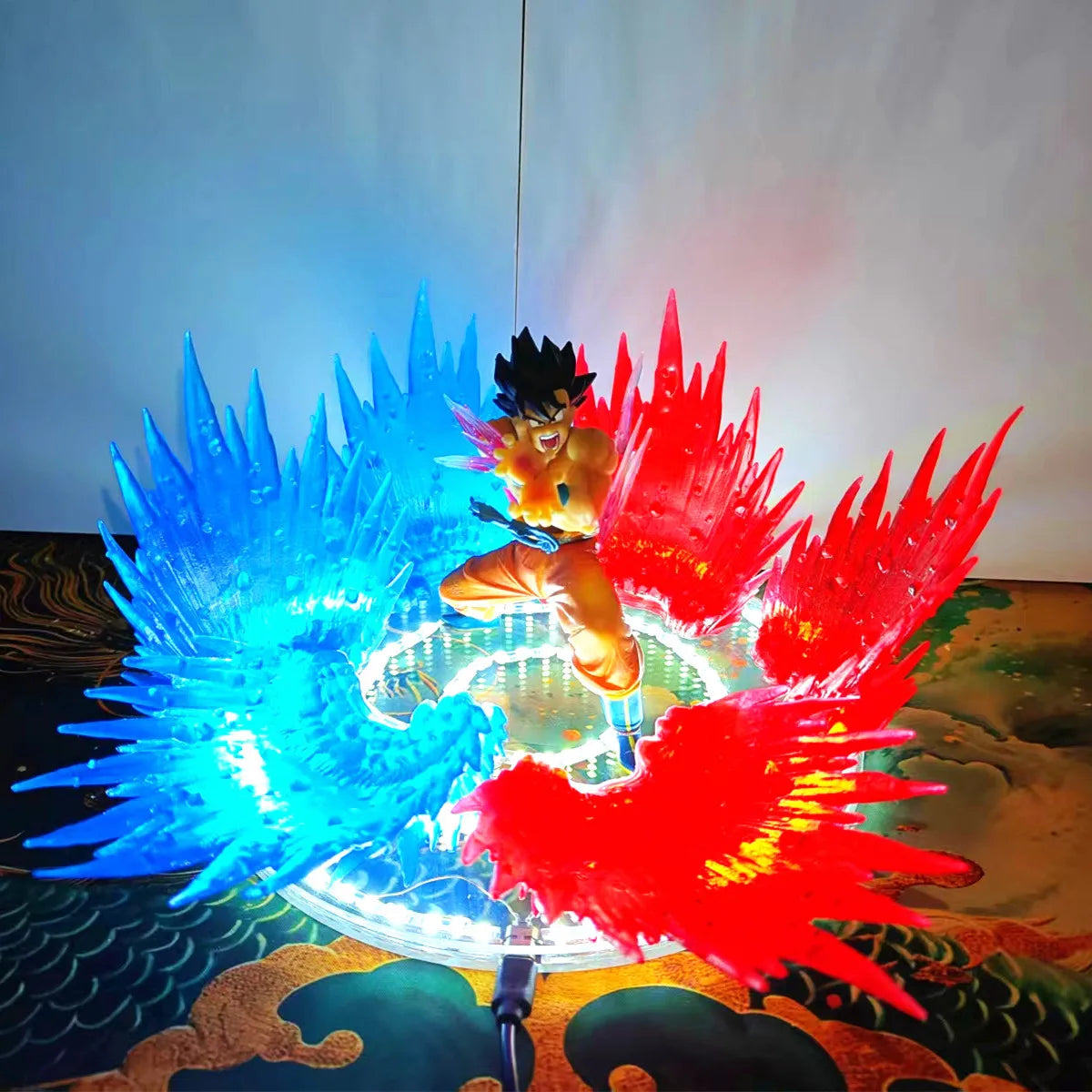 Dragon Ball Z Anime Son Goku Kaiouken Action Figure Blue Red Led Effect DBZ Figurine Toys PVC Model Collection Gift