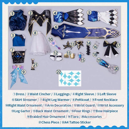 Honkai Star Rail Cerydra Cosplay Costume Wig Dress Uniform Luminous Crown Metal Props Halloween Party for Women Girls Cos iCoser