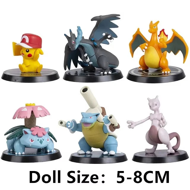 Pokemon 6 Pcs/Set Anime Figure Pikachu 6-7cm Figure Charizard Blastoise Squirtle Bulbasaur Action Figures Model  toys Gifts