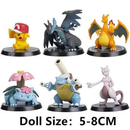 Pokemon 6 Pcs/Set Anime Figure Pikachu 6-7cm Figure Charizard Blastoise Squirtle Bulbasaur Action Figures Model  toys Gifts