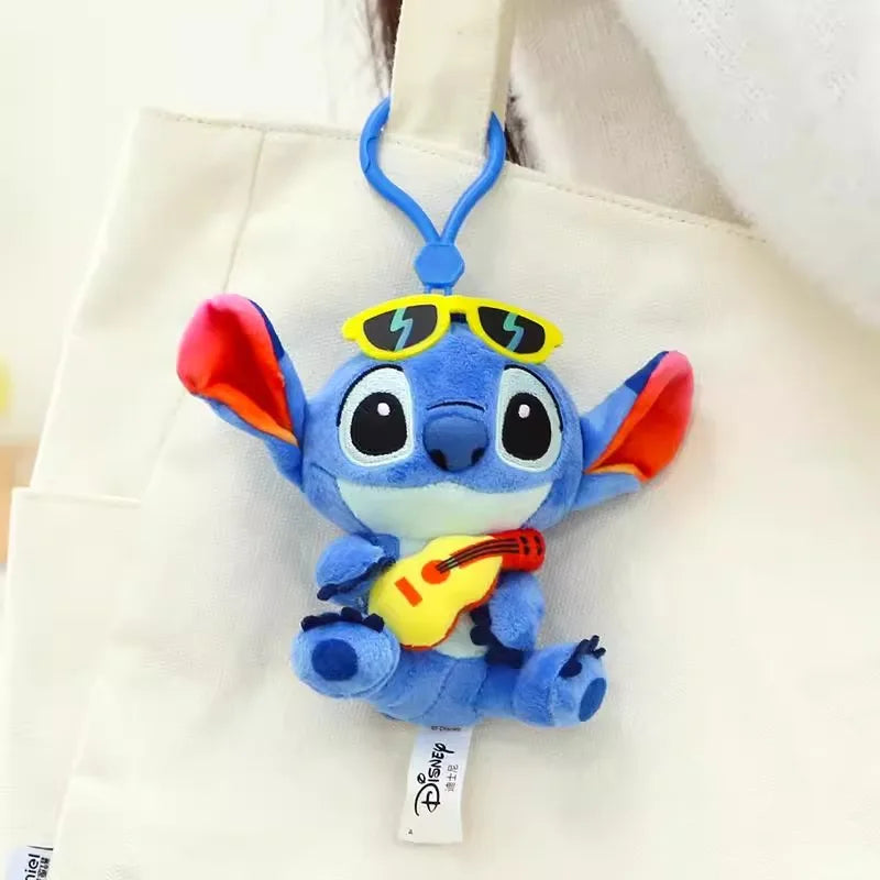 Disney Toy Story Stitch Kawaii Plush Toys Guitar Cartoon Stuffed Anime Bag Keychain Pendant Car Keyring Birthday Christmas Gifts