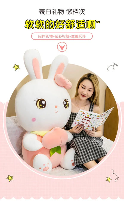 50/65/80cm Cute Peach Rabbit Plush Toy Pillow Kawaii Stuffed Soft Animal Bunny Doll Baby Kids Toy Birthday Gift Present for Girl