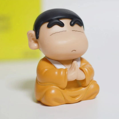 8cm  Anime Crayon Shin Chan Cos Buddha Good Luck Compassion Action Figure Funny Doll PVC Model Toys Collection Children Gifts