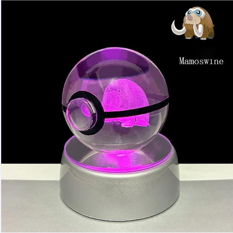 Pokemon 3D Crystal Ball Glastrier Charizard Eternatus Froakie Anime Game Pokeball Led Night Light Base Birthday Gift Home Decora