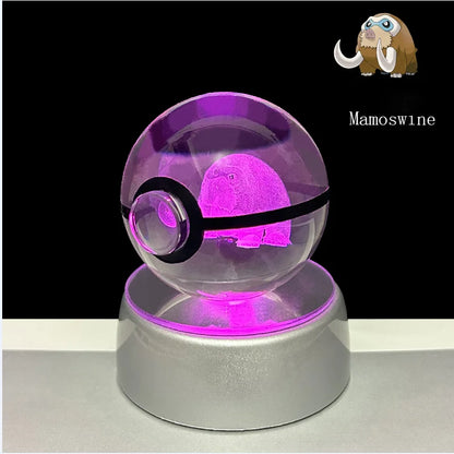 Pokemon 3D Crystal Ball Glastrier Charizard Eternatus Froakie Anime Game Pokeball Led Night Light Base Birthday Gift Home Decora