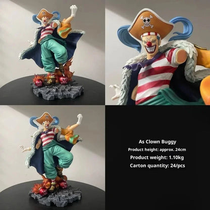 New One Piece Buggy The Clown Figure Pvc Anime Peripheral Action Figurine Trendy Toy Collection Model Desktop Ornament Fan Gift
