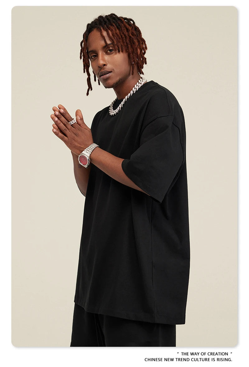 ZODF New 2025 Heavy Weight 305gsm Solid Cotton T Shirts For Men Unisex Summer Oversized Noshrink Basic T-Shirt Brand Tops HY0475