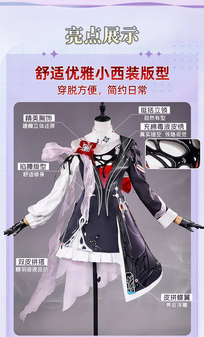 Honkai Star Rail Evernight March 7th Cosplay Costume Dress Earrings Headwear Mysterious Foreign Guest Halloween Party for Women