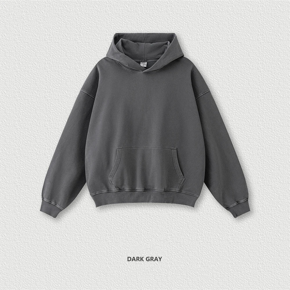 ZODF Retro Autumn Winter Washed Cotton Hoodies Unisex Loose 380gsm Knitted Sport Hooded Pullovers Brand Clothes HY0884