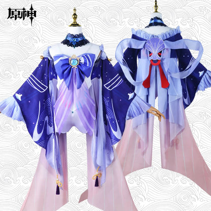 Genshin Impact Sangonomiya Kokomi Cosplay Costume Set Polyester Nylon