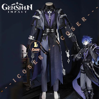 Genshin Impact Kyryll Chudomirovich Flins Cosplay Costume Wig Uniform Outfit Lamp Prop Halloween Christmas Party for Women Men