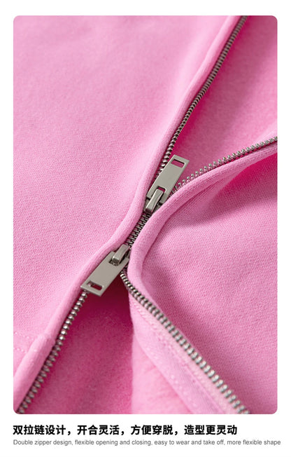 ZODF Fashion Winter 345gsm Boxy Fleece Zipper Hoodie For Men Unisex Cusual Loose Fit Warm Hooded Coat Outwears HY1178