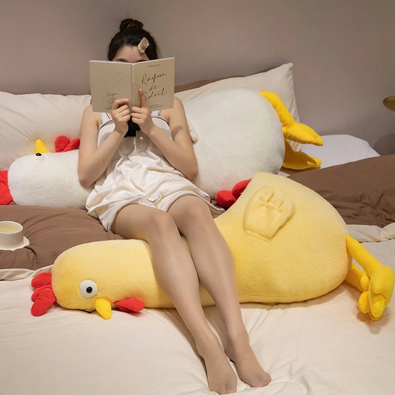 60-140cm Large Stuffed Animal Plush Pillow Yellow Chicken Plushies Huge Soft Plush Toy Huggable Chicken Sleep Pillow Cushions
