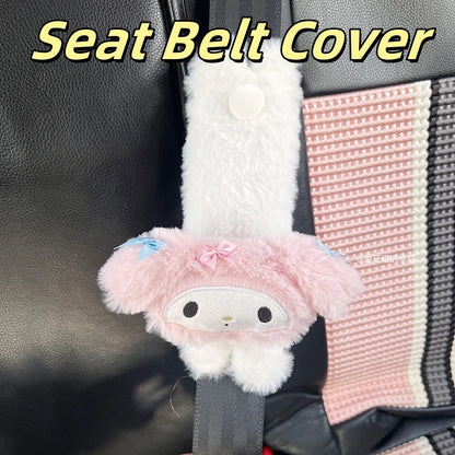 Sanrio My Melody Headrest Back Cushion Car Seat Belt Cover Stuffed Anime Japanese Style Pillow Comfortable Neck Pillow Girl Gift