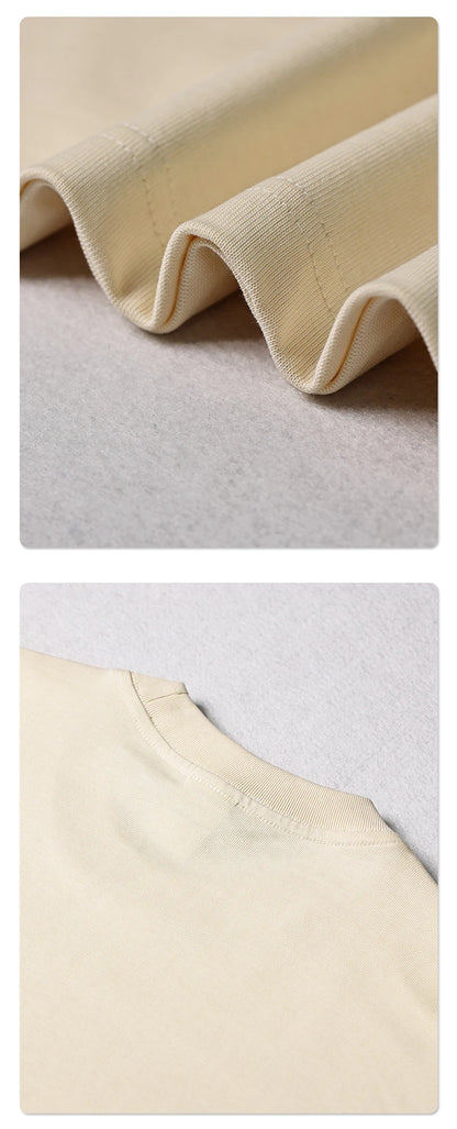 ZODF New 2025 Autumn Men 305gsm 100% Cotton T Shirt Unisex Loose Heavy Weight Basic Long Sleeve Solid T-Shirts Tops HY0634