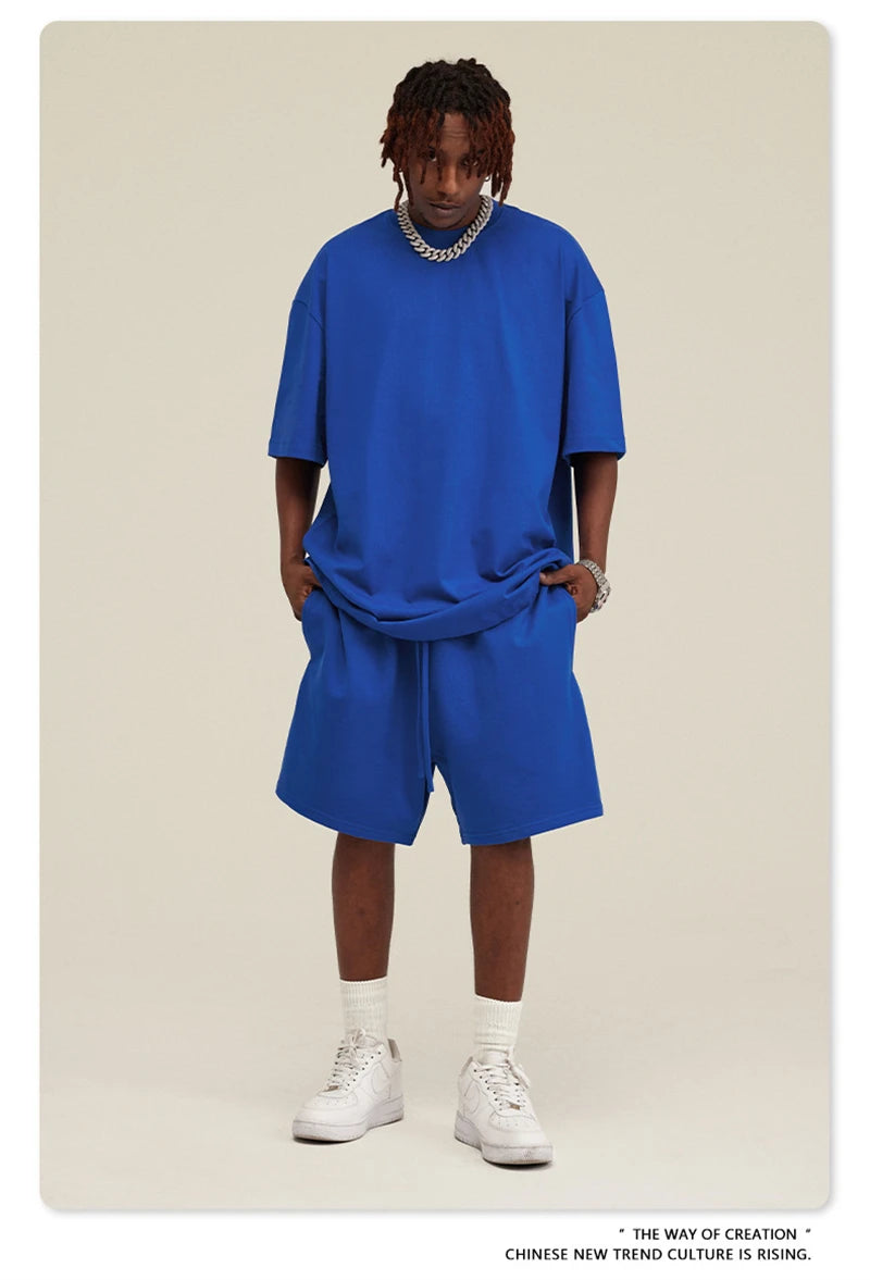 ZODF New 2025 Heavy Weight 305gsm Solid Cotton T Shirts For Men Unisex Summer Oversized Noshrink Basic T-Shirt Brand Tops HY0475