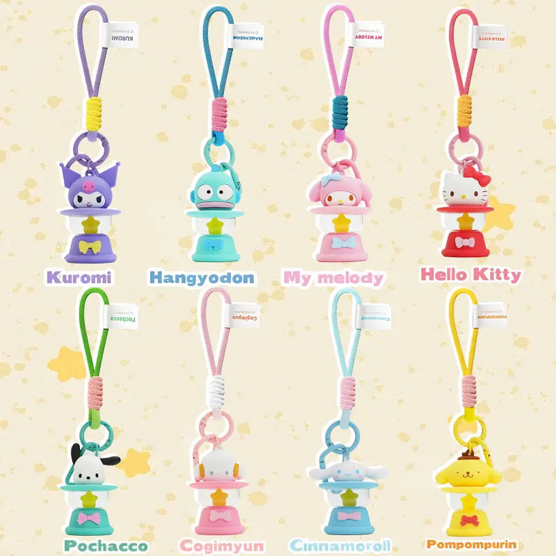 Original Sanrio Keychain Creative Hello Kitty Night Light Keyring Cinnamoroll My Melody Kuromi Key Chain Schoolbag Pendant Gifts