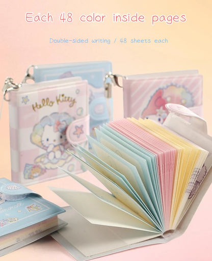 Sanrio Cartoon Mini Notepad Kawaii My Melody Kuromi Cinnamoroll Notebook Portable Pocket Hand Book Stationery Students Supplies
