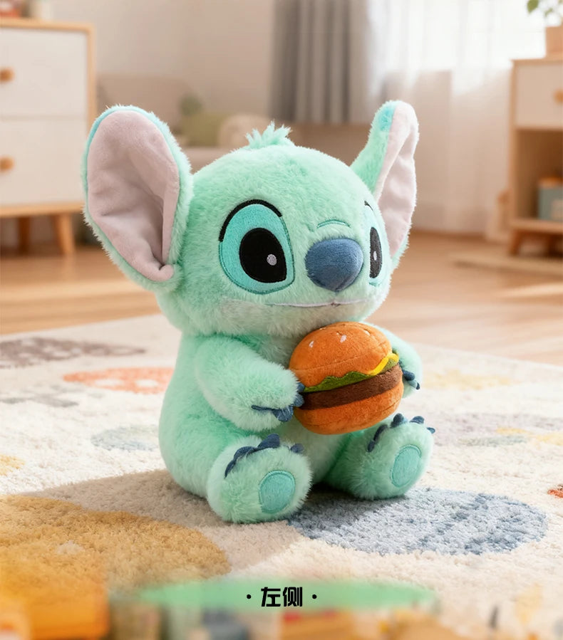 New 30/50cm Disney Kawaii Burger Stitch Plush Toy Cartoon Anime Needle Cute Sleeping Pillow Plush Doll Girl Holiday Gift