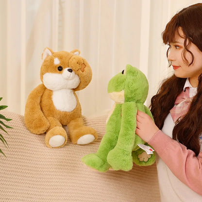 Funny Peek A Boo Frog Plushie Toy Stuffed Soft Bunny Hide Eyes Shiba Inu Dog Panda Crocodile Duck Toys for Kids Birthday Gift