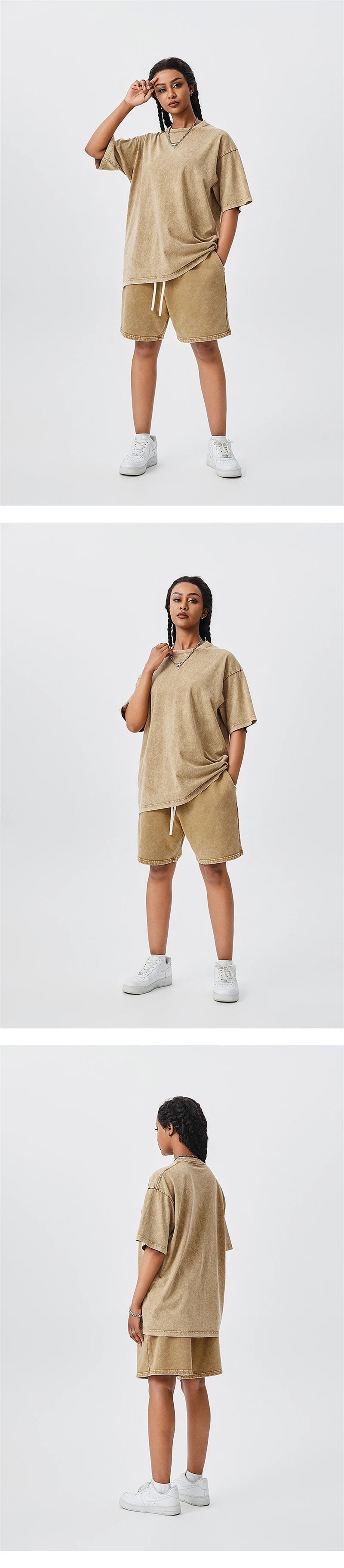 ZODF Men's Summer Batik Washed 250gsm T Shirts Retro Vintage Unisex Basic Loose Solid Cotton T-Shirt Brand Tops 2024 New HY0753