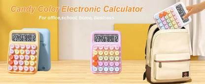 Keyboard Calculator Office 12-digit Mechanical Buttons Calculator Cute Candy Color School Supplies Students/Finance Stationery