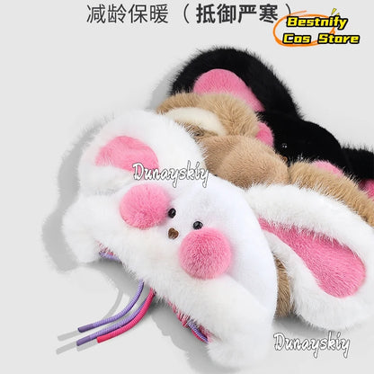 Bestnify Cos Fluffy Blusher Rabbit Plush Hat 54-58CM Polyester