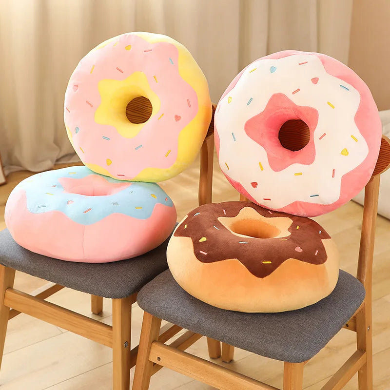 ZU 38cm Sweet Buns Donut Soft Toy Stuffed Cream Doughnut Plush Pillow Simulation Food Sofa Chair Cushion Kids Girl Gift