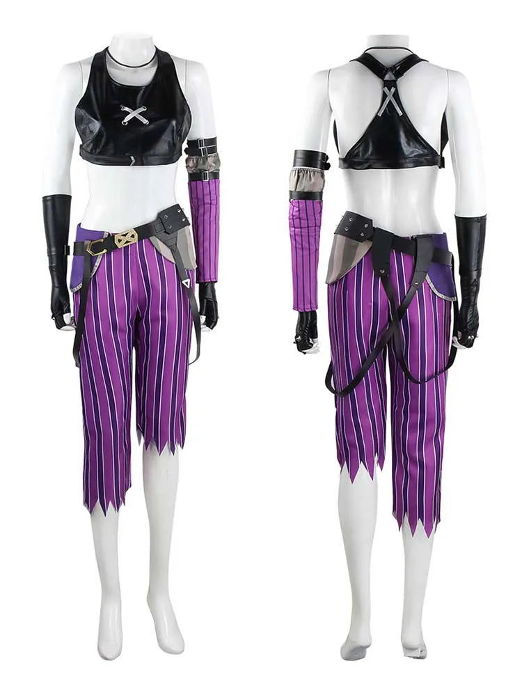 League of Legends Jinx Cosplay Costume Adult Faux Leather Set