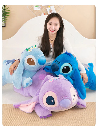 Disney Lilo and Stitch Plush Toys Prone Cute 55/80cm Anime Stich Doll Stuffed Plushie Angel Pillow Soft Gift for Children Kawaii
