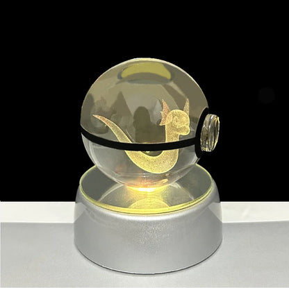 Pokemon 3D Crystal Ball Glastrier Charizard Eternatus Froakie Anime Game Pokeball Led Night Light Base Birthday Gift Home Decora