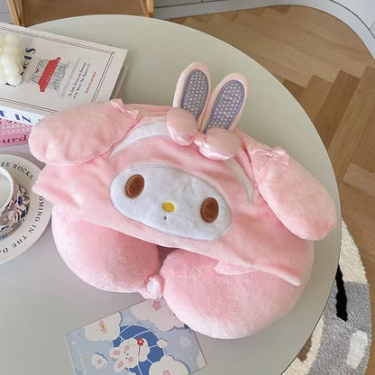 Lovely My Melody U-shaped Hooded Pillow Kawaii Japanese Style Blackout Travel Pillow Office Cartoon Nap Pillow Pink Girl