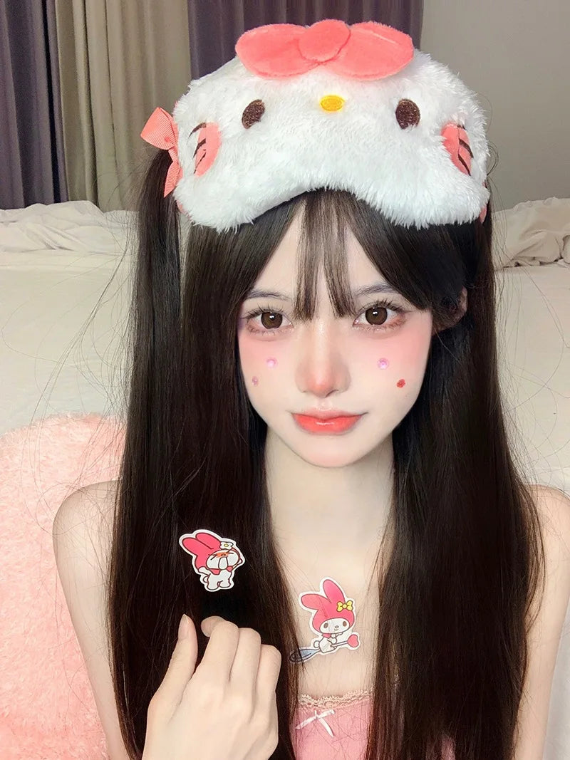 New Kawaii Sanrio Cinnamoroll Plush Eye Mask Anime Cinnamoroll Blackout Eye Mask Lunch Break Sleep Ladies Eye Protection