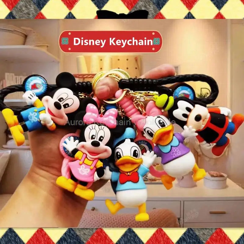 Anime Disney Keychain Cartoon The Lion King Mickey Mouse Minnie Lilo & Stitch Keyring Car Key Chain Pendant Kids Toys Gift