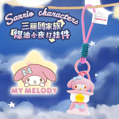 Original Sanrio Keychain Creative Hello Kitty Night Light Keyring Cinnamoroll My Melody Kuromi Key Chain Schoolbag Pendant Gifts