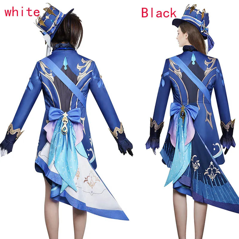 Genshin Impact Furina De Fontaine Cosplay Costume Set Cotton Polyester
