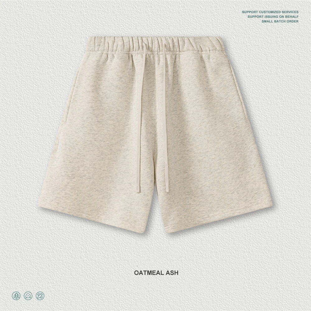 ZODF Trendy 2025 Autumn Winter Men Warm Soft Fleece Shorts Unisex Casual Hip Hop 345gsm Solid Shorts Brand Bottoms HY1173