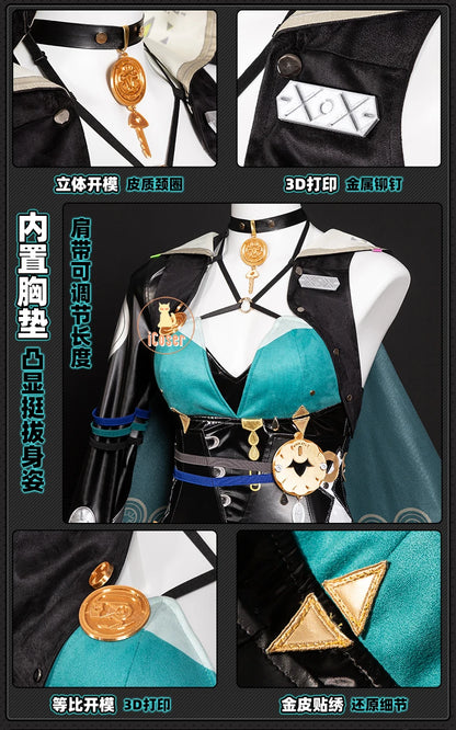 Zenless Zone Zero Lucia Cosplay Costume Wig Uniform Horns Headwear Tail Spook Shack Halloween Party for Women Girls Role Play