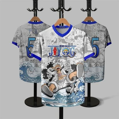 55 Jersey One Piece Monkey D. Luffy Gear 5 Anime Kpop Baseball Hockey Tshirt Fashion Streetwear Anime Daily Unisex Tops Tees Y2k