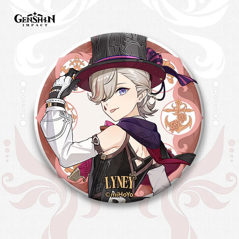 Genshin Impact Fontaine Lynette Lyney Costume Badge Pins Freminet Neuvillette Cosplay Wriothesley Backpack Brooches Kids Gifts