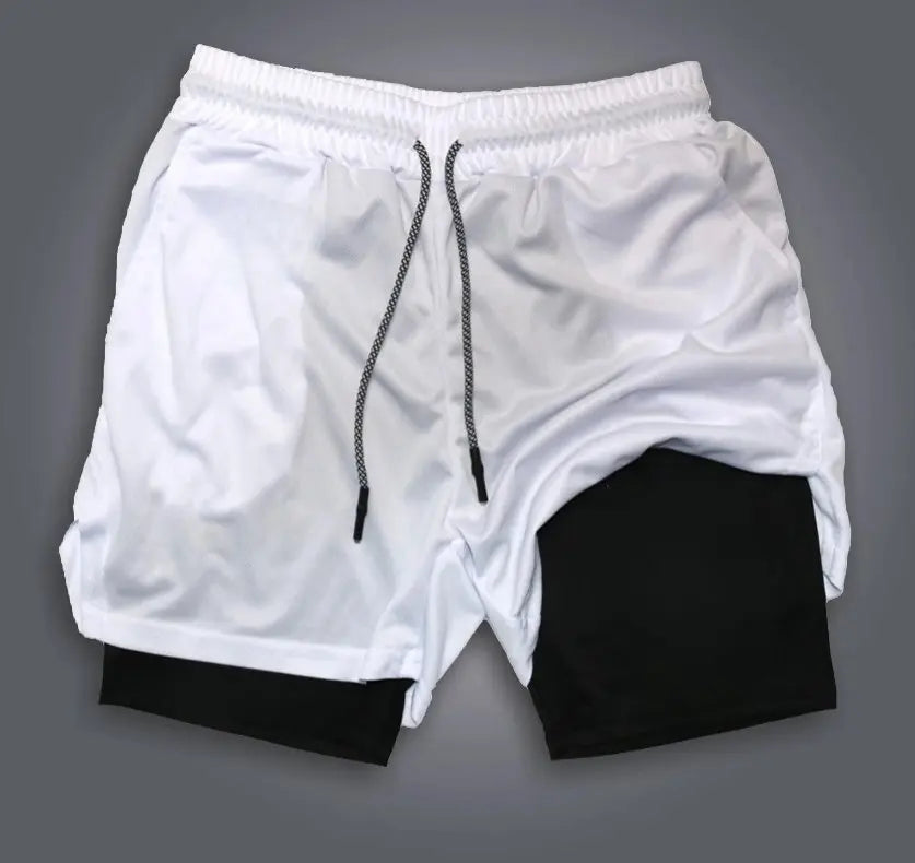 Summer Fashion Men Gym Shorts Demon Slayer Anime Quick Dry Double-layer Sports Pants Streetwear Sportswear Fitness Beach Pants