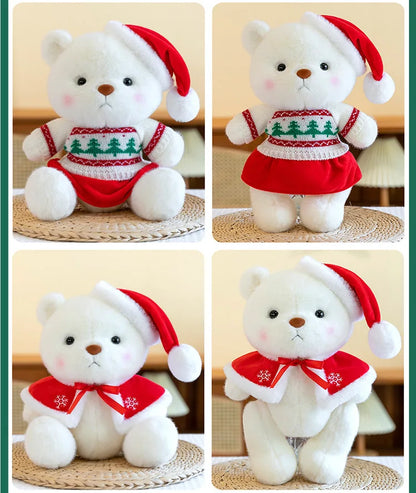 Plush Teddy Bear with Sweater Scarf for Kids Birthday Xmas Gift Cute Jointed Couple Bears Stuffed Animal Toy for Valentine