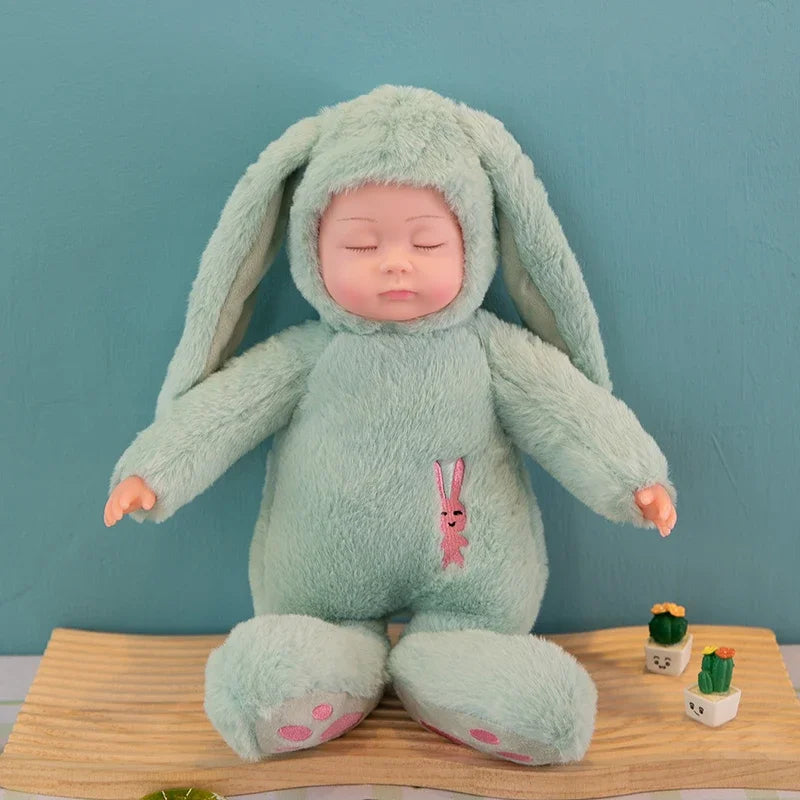Lifelike Reborn Baby Dolls Soft Body Realistic Newborn Dolls Sleeping Girl Dolls Stuffed Toy Easter Stuffed Animal Bunny Rabbit