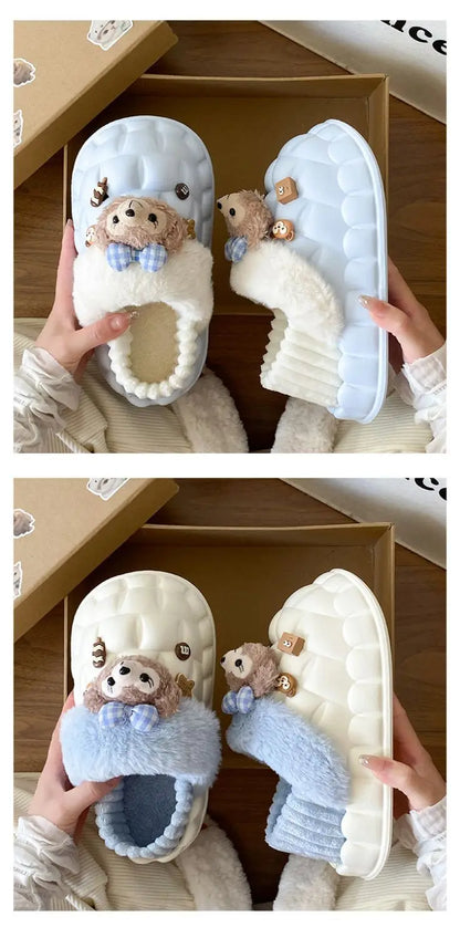 Disney Shelliemay Detachable Cotton Shoes Eva Thick Bottom With Velvet For Outer Wear, Warm And Waterproof Adult Cotton Dragging