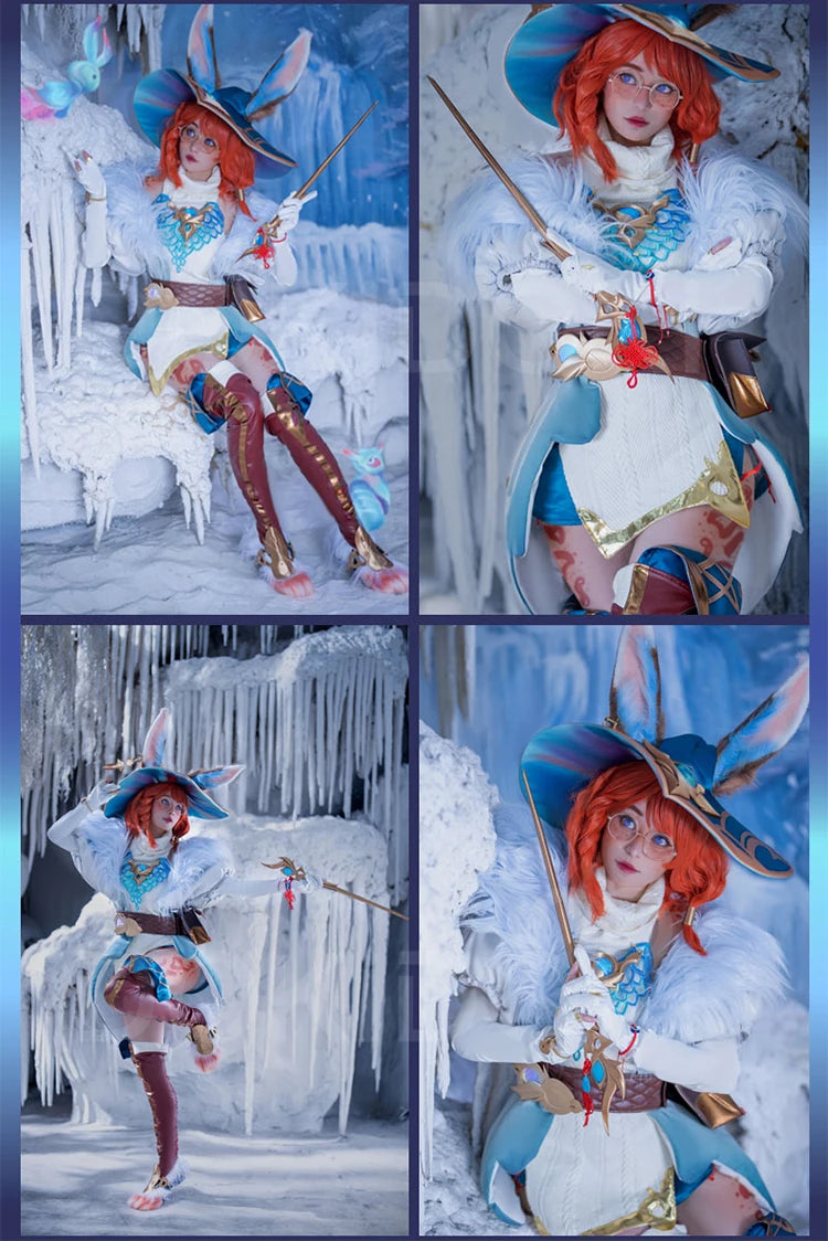 IN STOCK Auroraa Kaynn Cosplay Costume Game Cosplay DokiDoki-R Women Auroraa Witch Costume Mace Hat Ears Props