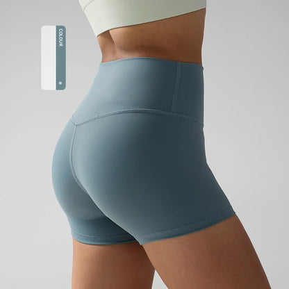 Solid Color Women’s High-Waisted Fitness Yoga Shorts – Quick Dry Breathable for Running & Cycling - Forest Green / L