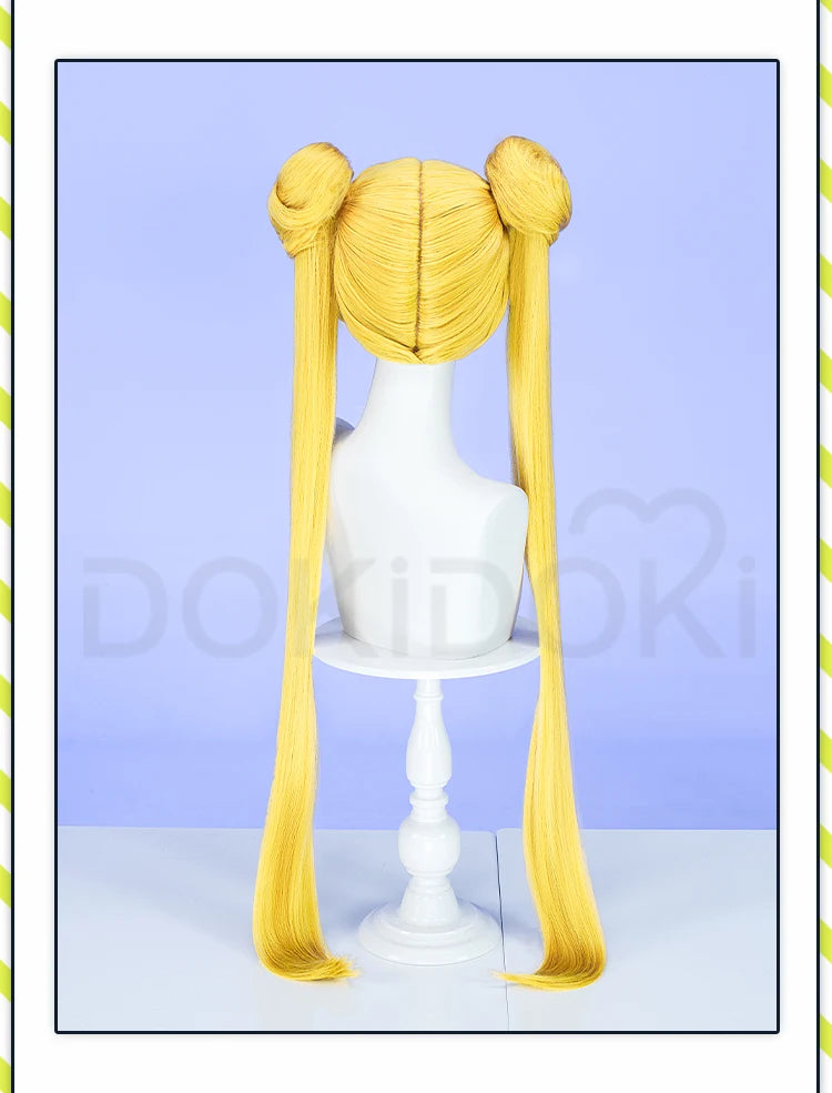 IN STOCK Chibii Usaa Tsukinoo Usagii Kinoo Makotoo Kaiouu Michiruu Wig Anime DokiDoki Cute Ponytail Hair Free Cap