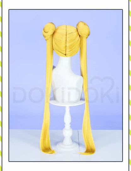 IN STOCK Chibii Usaa Tsukinoo Usagii Kinoo Makotoo Kaiouu Michiruu Wig Anime DokiDoki Cute Ponytail Hair Free Cap
